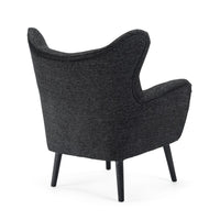 Modern Armchair, Wingback Design, Splayed Legs, Black Oak Wood -BM335705