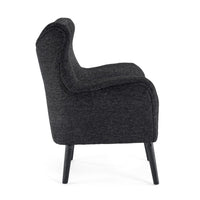 Modern Armchair, Wingback Design, Splayed Legs, Black Oak Wood -BM335705