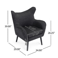 Modern Armchair, Wingback Design, Splayed Legs, Black Oak Wood -BM335705