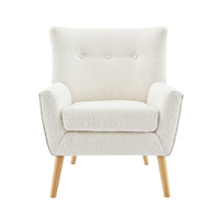 Accent Chair, Tufted Wingback, Modern Almond White Granular Fabric -BM335707