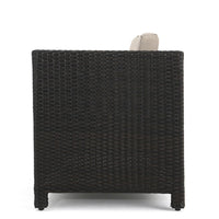 Perie Outdoor Loveseat, Brown Wicker Woven w Beige Cushions, 55 Inch -BM335710