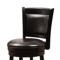 Swivel Barstool Chair, High Back Black Wood, Espresso Faux Leather -BM335714