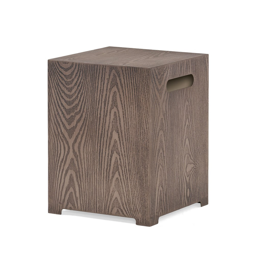 Outdoor Propane Tank Holder Table, 15 Inch Wood Top, Gray Iron -BM335716