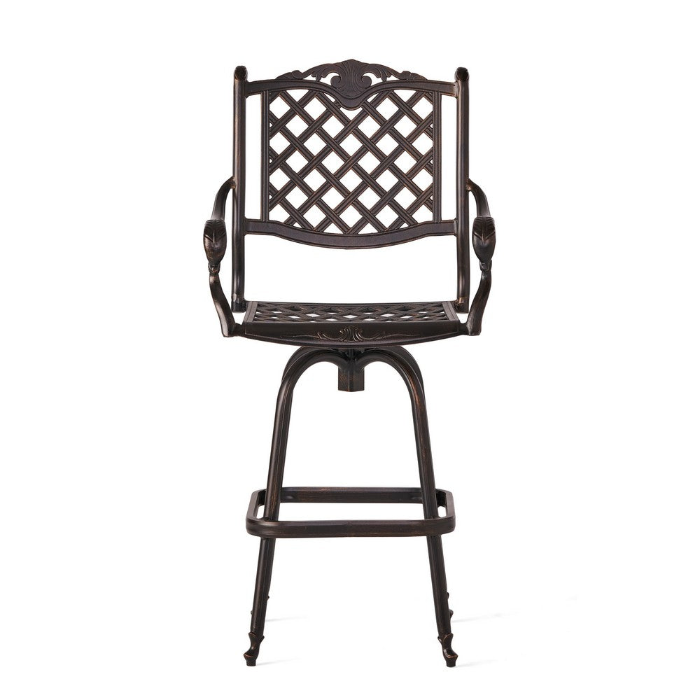 Outdoor Barstool Chair, Swivel Function, Coppertone Aluminium Finish -BM335724