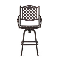 Outdoor Barstool Chair, Swivel Function, Coppertone Aluminium Finish -BM335724