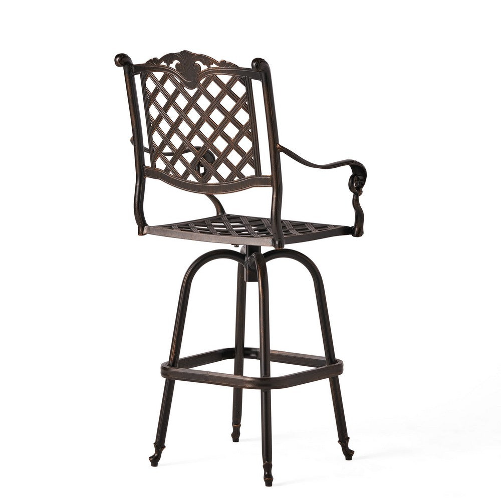 Outdoor Barstool Chair, Swivel Function, Coppertone Aluminium Finish -BM335724