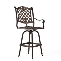 Outdoor Barstool Chair, Swivel Function, Coppertone Aluminium Finish -BM335724