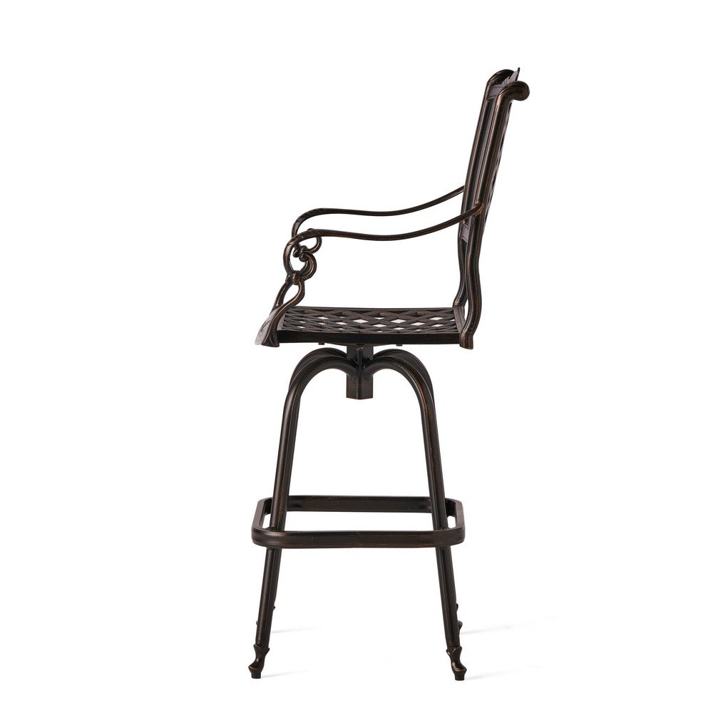 Outdoor Barstool Chair, Swivel Function, Coppertone Aluminium Finish -BM335724