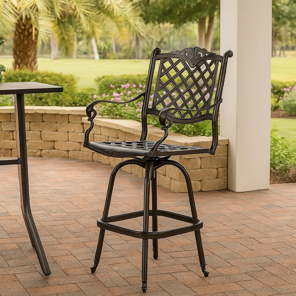Outdoor Barstool Chair, Swivel Function, Coppertone Aluminium Finish -BM335724