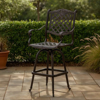 Outdoor Barstool Chair, Swivel Function, Coppertone Aluminium Finish -BM335724