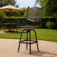Outdoor Barstool Chair, Swivel Function, Coppertone Aluminium Finish -BM335724