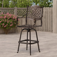 Outdoor Barstool Chair, Swivel Function, Coppertone Aluminium Finish -BM335724