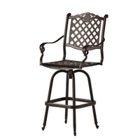 Outdoor Barstool Chair, Swivel Function, Coppertone Aluminium Finish -BM335724