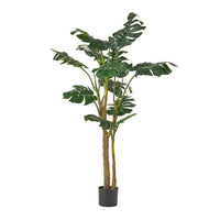 Zylo Decorative Faux Monstera Tree, 59 Inch, Green Metal and Polyester -BM335727