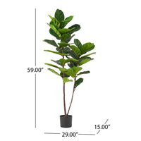 Zylo Decorative Faux Tree, Fiddle Leaf Fig, 59 Inch Modern Green -BM335728