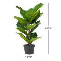 Zylo Tabletop Decorative Faux Tree, Fiddle Leaf Fig, 26 Inch Green -BM335729