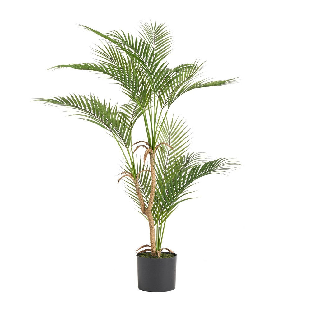 Zylo Decorative Faux Palm Tree, 40 Inch Green and Brown Rattan -BM335731