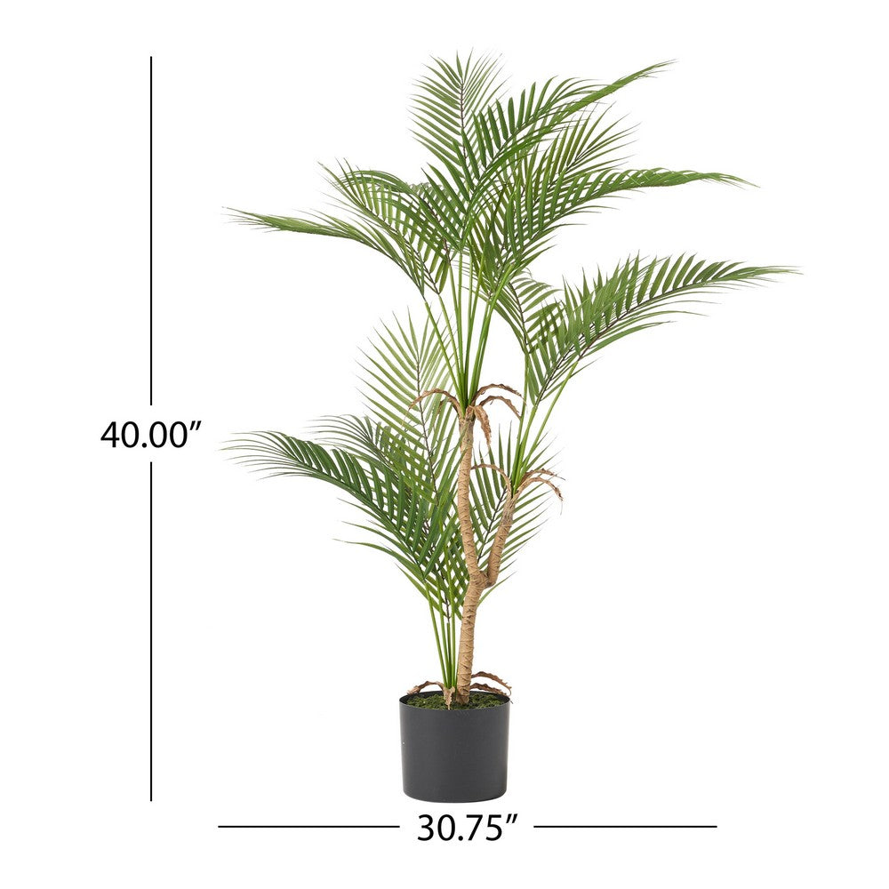 Zylo Decorative Faux Palm Tree, 40 Inch Green and Brown Rattan -BM335731