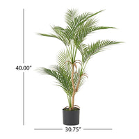 Zylo Decorative Faux Palm Tree, 40 Inch Green and Brown Rattan -BM335731