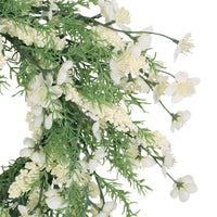 Decorative Wreath, 30 Inch Silk Plum Blossoms, Rattan Frame Green -BM335732