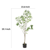 Zylo Decorative Faux Pieris Tree, 59 Inch Green and Brown Rattan -BM335733