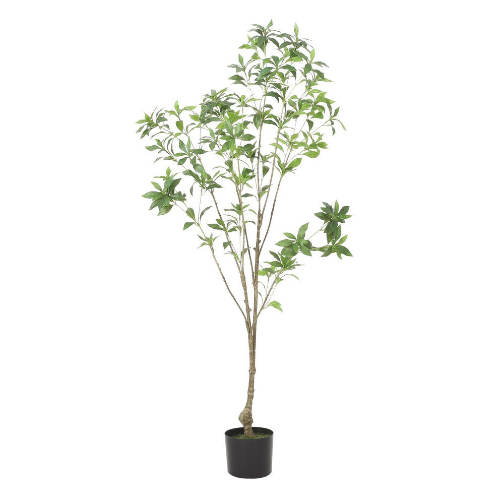 Zylo Decorative Faux Pieris Tree, 59 Inch Green and Brown Rattan -BM335733
