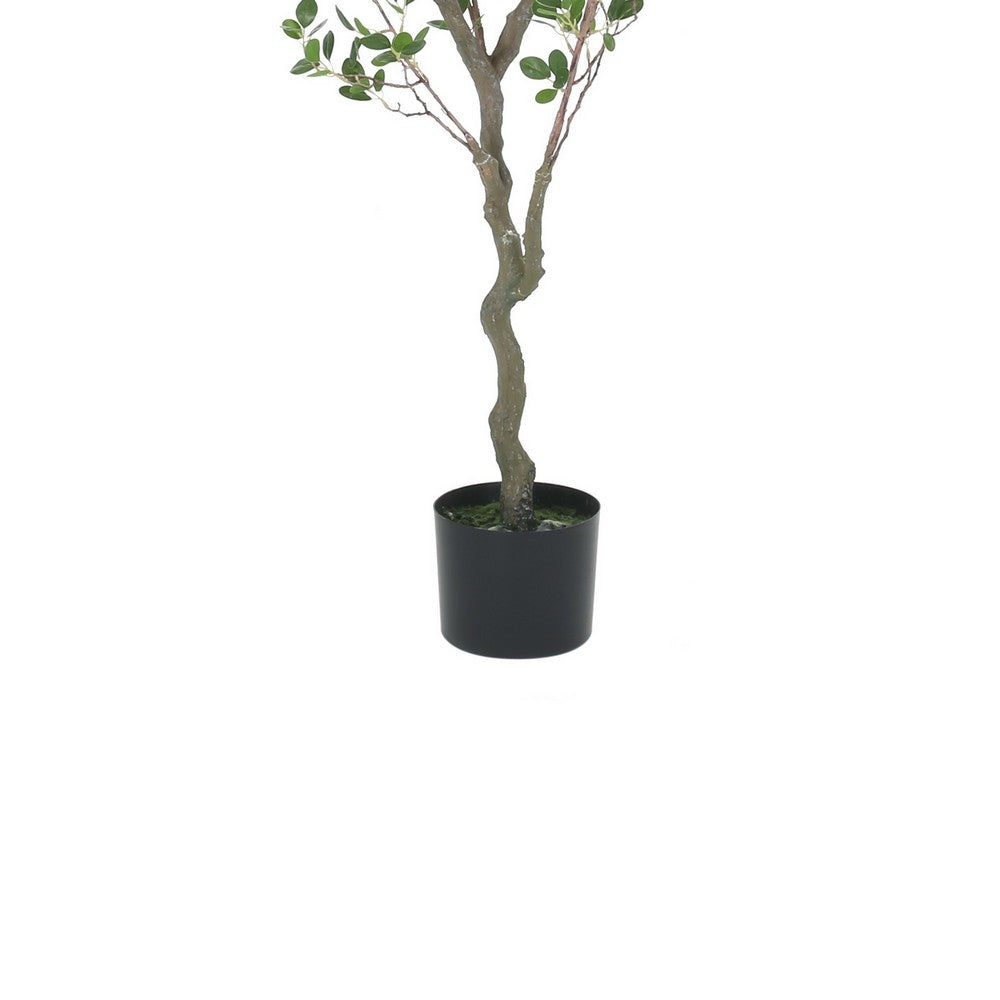 Zylo Decorative Faux Tree, Mila Leaves Bonsai, 47 Inch Green Fabric -BM335734