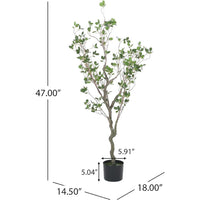 Zylo Decorative Faux Tree, Mila Leaves Bonsai, 47 Inch Green Fabric -BM335734