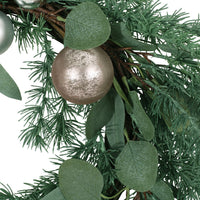 Holidays Pine Wreath, Silver Accents, 26 Inch Green Polyester Frame -BM335736
