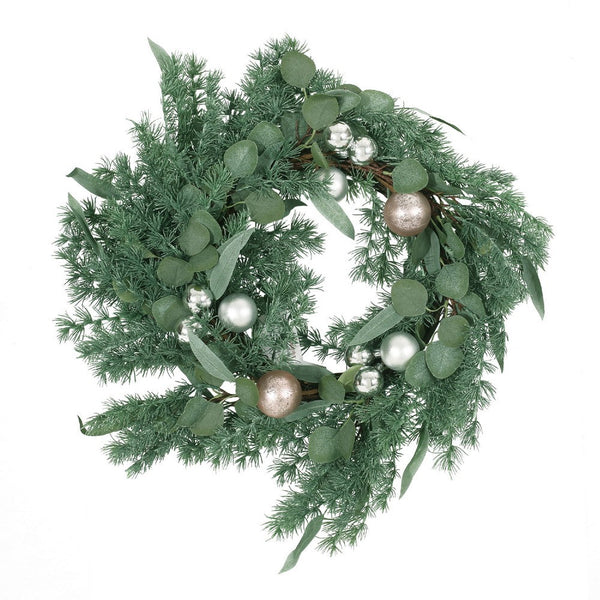 Holidays Pine Wreath, Silver Accents, 26 Inch Green Polyester Frame -BM335736