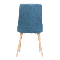 Dining Chair Set of 2, Blue Fabric Seat, Metal Frame with Wood Finish -BM335740