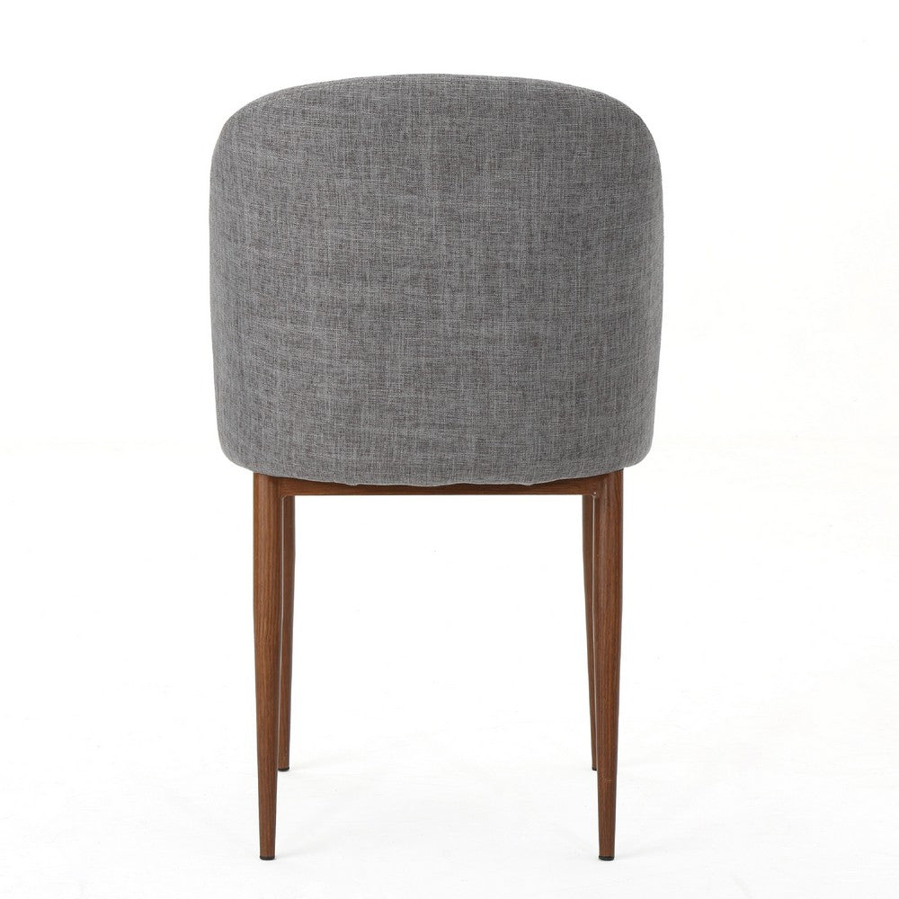 Dining Chair Set of 2, Curved Back, Gray Fabric Seats, Tapered Legs -BM335741
