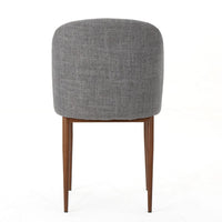 Dining Chair Set of 2, Curved Back, Gray Fabric Seats, Tapered Legs -BM335741