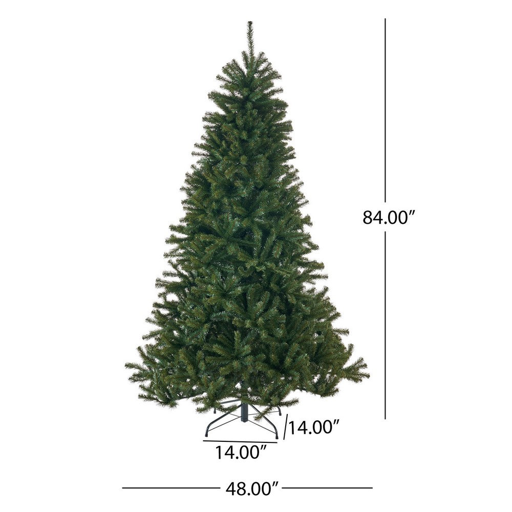 Doru Faux Christmas Tree, 7 Foot Tall, Unlit Dark Green Branches -BM335743