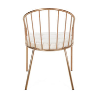 Dining Chair Set or 2, Rose Gold Frame and Beige Fabric Seat, Slatted -BM335745