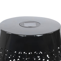 Sola Side Table, Solar Powered Light, 18 Inch Barrel Shaped Black Iron -BM335746