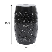Sola Side Table, Solar Powered Light, 18 Inch Barrel Shaped Black Iron -BM335746