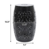 Sola Side Table, Solar Powered Light, 18 Inch Barrel Shaped Black Iron -BM335746