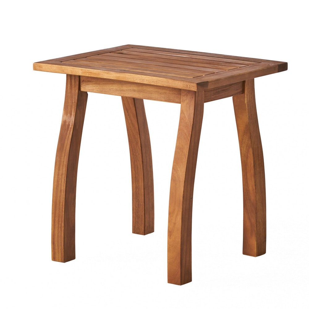 Bang Outdoor Accent Table, 19 Inch, Teak Acacia Wood Slatted Top -BM335752