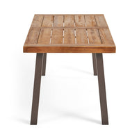 Kristi Outdoor Dining Table, 69 Inch Brown Wood Top and Slat Panel -BM335754