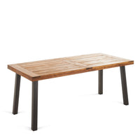 Kristi Outdoor Dining Table, 69 Inch Brown Wood Top and Slat Panel -BM335754