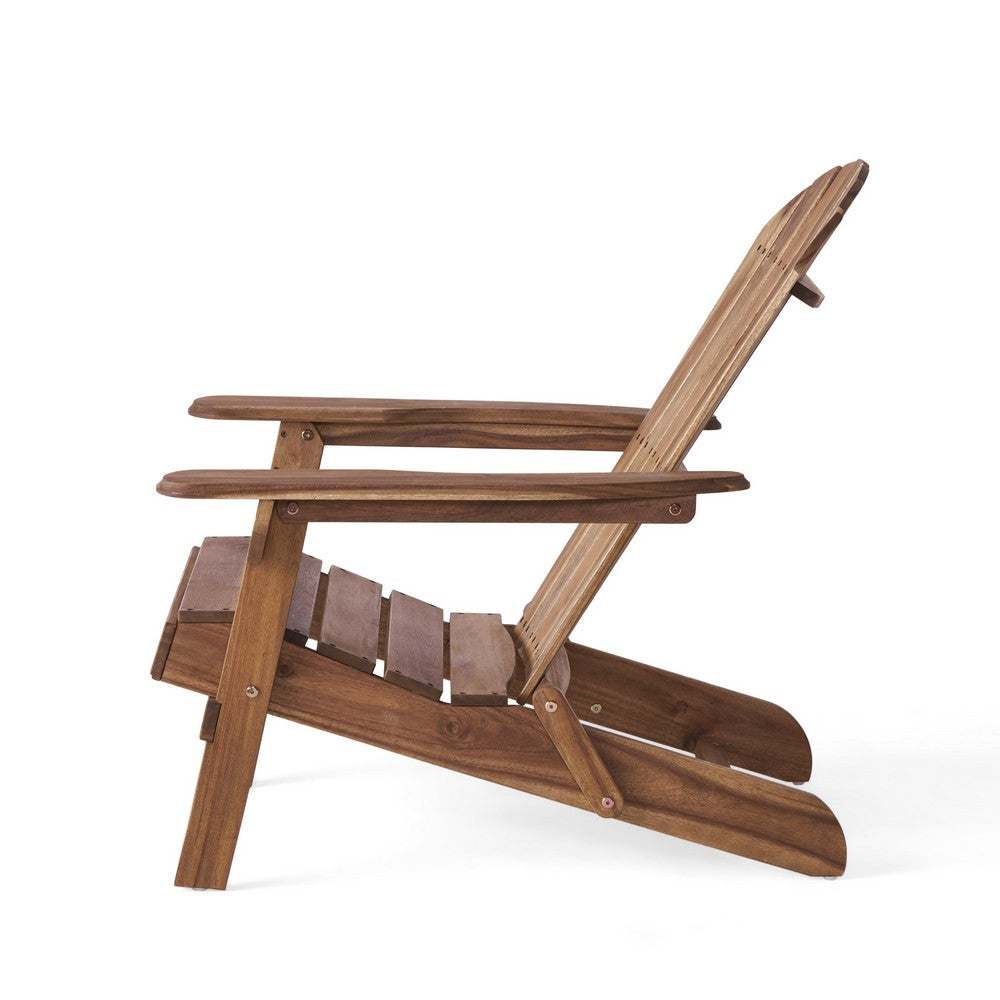 Libo Outdoor Adirondack Chair, Slatted Seat, Natural Brown Acacia Wood -BM335755