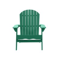Libo Outdoor Adirondack Chair Set of 2, Slatted Seat, Dark Green Wood -BM335759