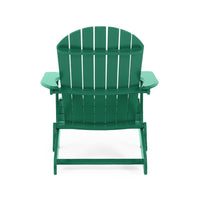Libo Outdoor Adirondack Chair Set of 2, Slatted Seat, Dark Green Wood -BM335759