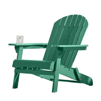 Libo Outdoor Adirondack Chair Set of 2, Slatted Seat, Dark Green Wood -BM335759