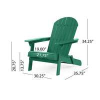 Libo Outdoor Adirondack Chair Set of 2, Slatted Seat, Dark Green Wood -BM335759