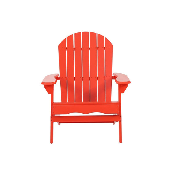 Libo Outdoor Adirondack Chair, Slatted Seat, Bright Red Acacia Wood -BM335760