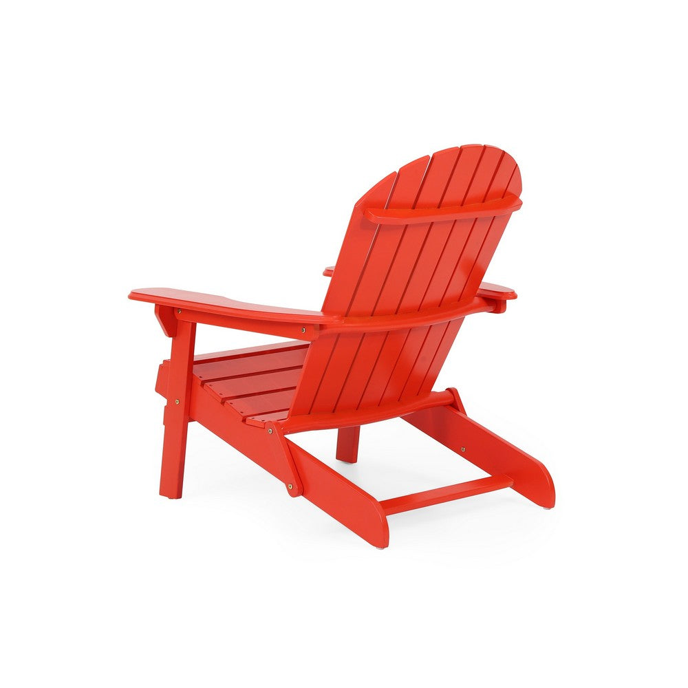 Libo Outdoor Adirondack Chair, Slatted Seat, Bright Red Acacia Wood -BM335760