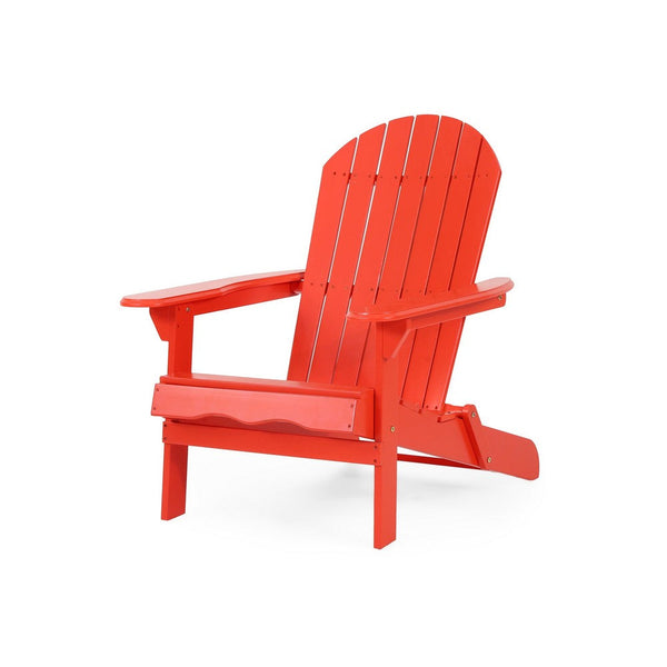 Libo Outdoor Adirondack Chair, Slatted Seat, Bright Red Acacia Wood -BM335760