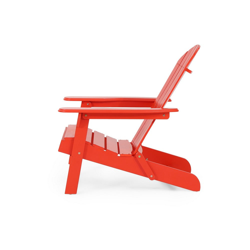 Libo Outdoor Adirondack Chair, Slatted Seat, Bright Red Acacia Wood -BM335760